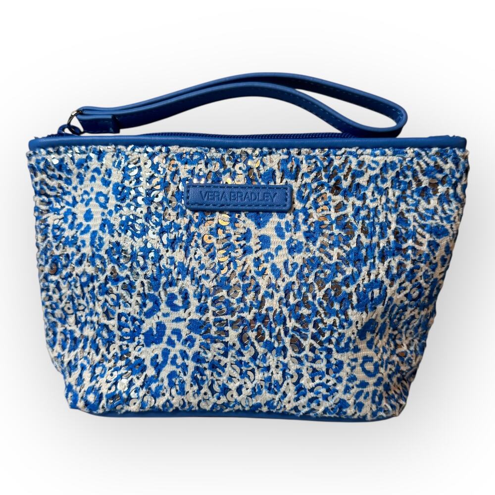 Fairy Sparkle Coquette Vera Bradley Mesh Sequin‎ Wristlet in Camocat Blue